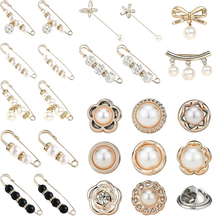 Brooch Pins for Women, with No Sew Women's Shirt Buttons, Cover Up Brooch Buttons, for Bags, T-Shirt, Clothes, Hat Decoration