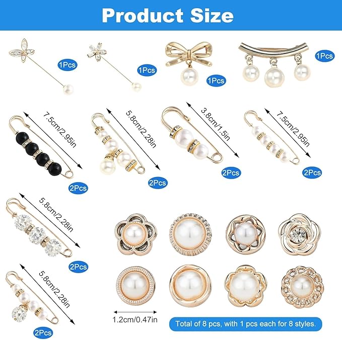 Brooch Pins for Women, with No Sew Women's Shirt Buttons, Cover Up Brooch Buttons, for Bags, T-Shirt, Clothes, Hat Decoration