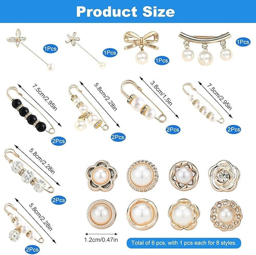 Brooch Pins for Women, with No Sew Women's Shirt Buttons, Cover Up Brooch Buttons, for Bags, T-Shirt, Clothes, Hat Decoration