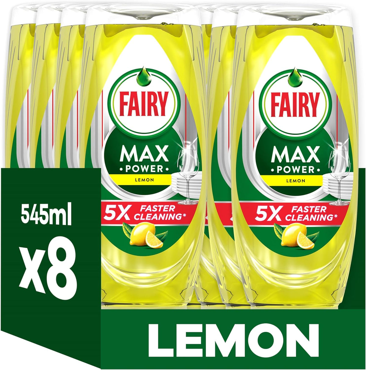 Fairy Max Power Washing up Liquid Lemon 8x545 ML