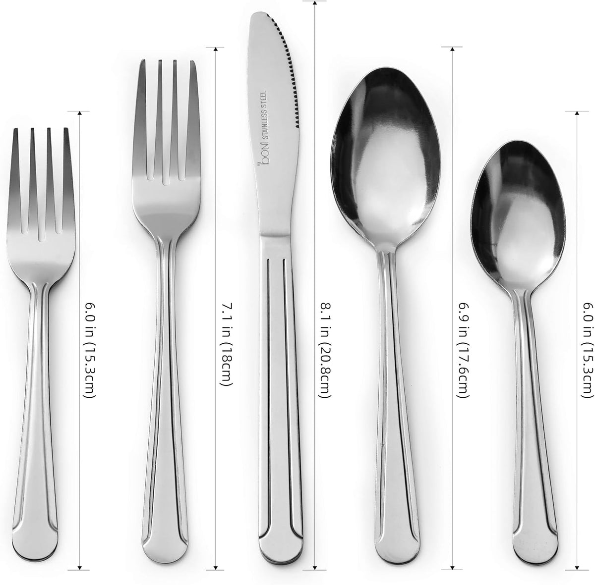 Bon Camisole 20-Piece Stainless Steel Flatware Silverware Cutlery Set, Include Knife/Fork/Spoon, Dishwasher Safe, Service for 4