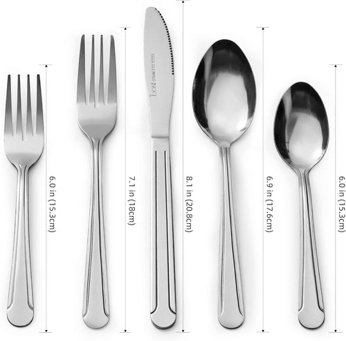 Bon Camisole 20-Piece Stainless Steel Flatware Silverware Cutlery Set, Include Knife/Fork/Spoon, Dishwasher Safe, Service for 4